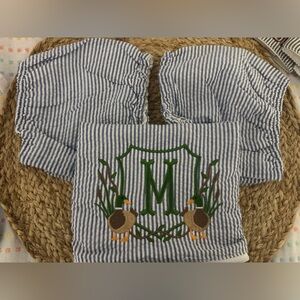 Seersucker Puddle Jumper Cover- M monogram